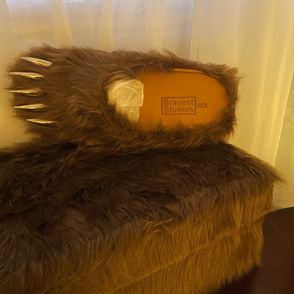 Bravest Studios Furry Brown Claw Slippers